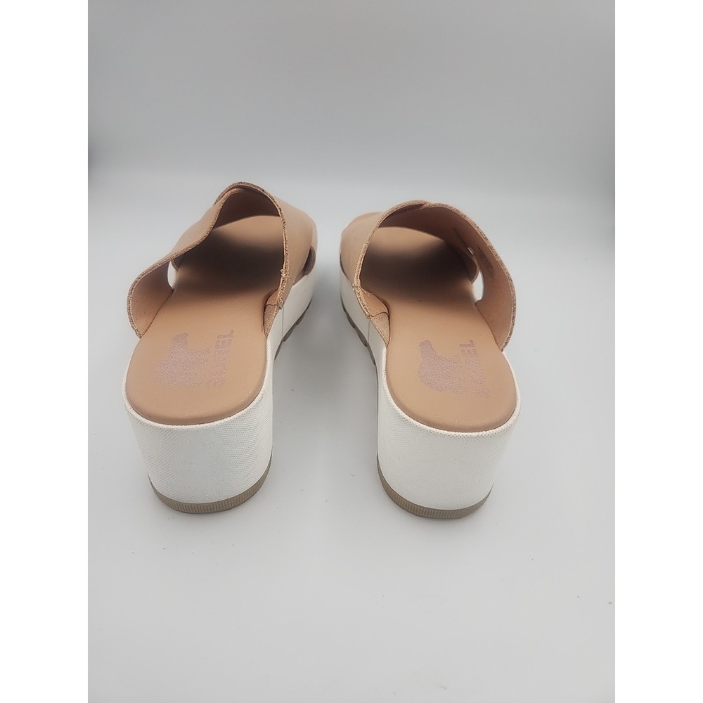 Sorel Cameron Flatform Mule Sandals Honest Beige Leather Slip On Size 9 - Picture 3 of 7